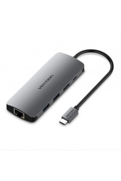 Bộ chuyển đổi Type-C ra HDMI + RJ45 + 2 cổng USB 3.0 + Type-C PD Vention CMAHA